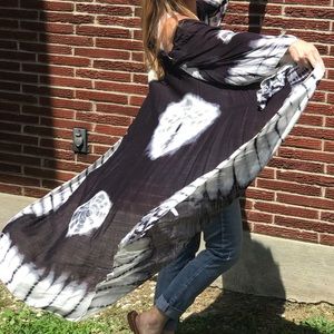 Long Navy Blue Tye Die Wrap Cape